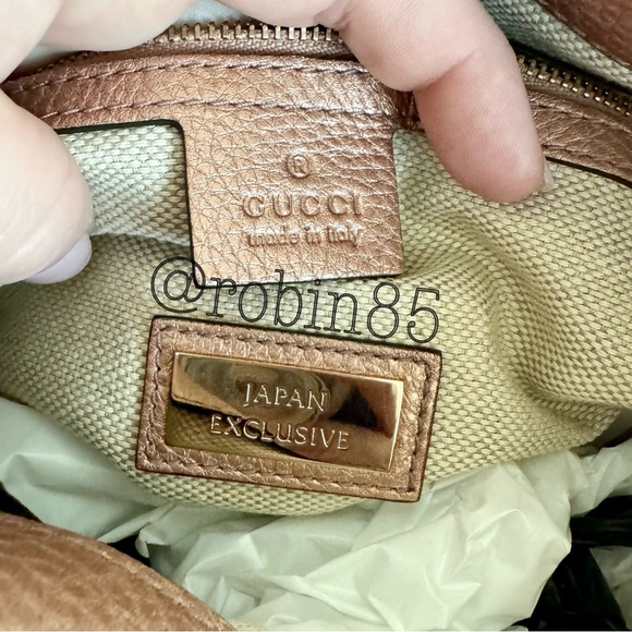 GUCCI SOHO ☆ Rose Gold Metallic Pebbled Calfskin ☆ Japan Exclusive ☆ W/Strap ☆ - Picture 2 of 14